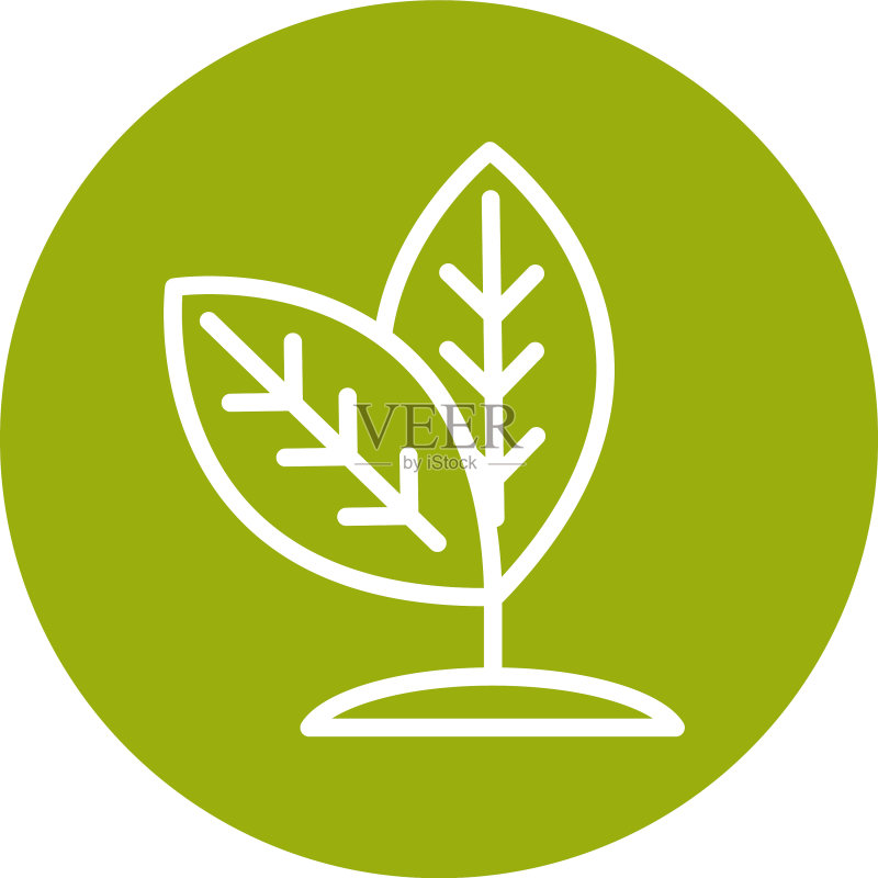 植物叶子与可持续能源图标素材