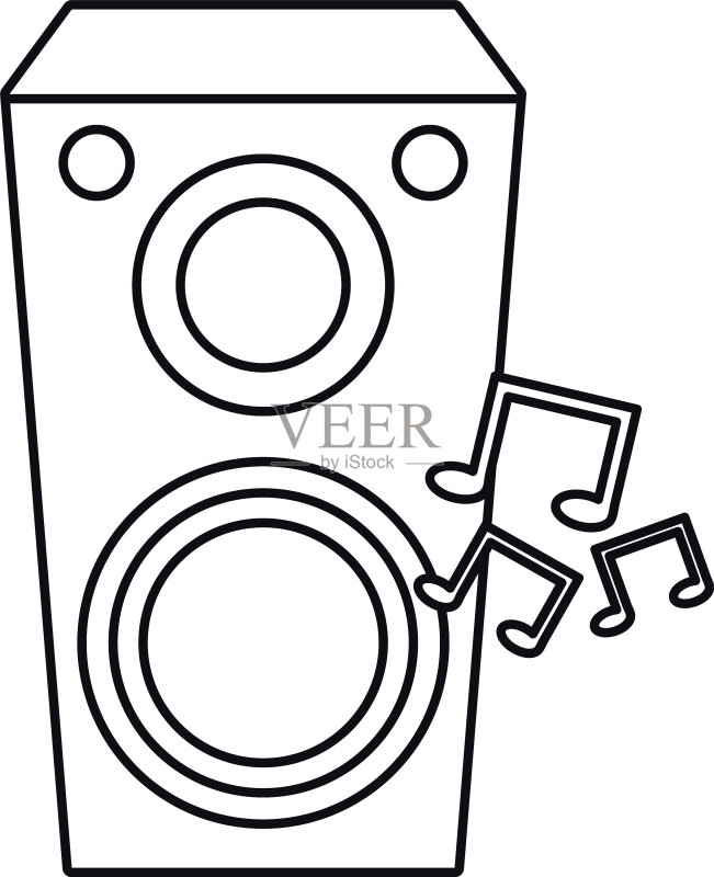 带音符的扬声器音频设备图标素材