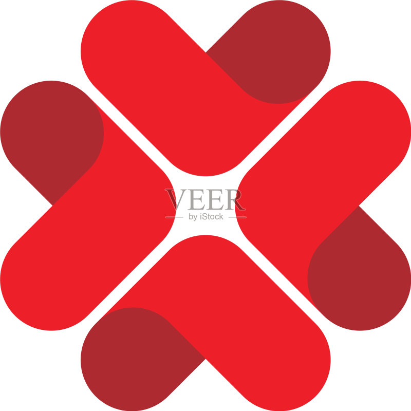 抽象红色爱心十字标志模板设计图标素材