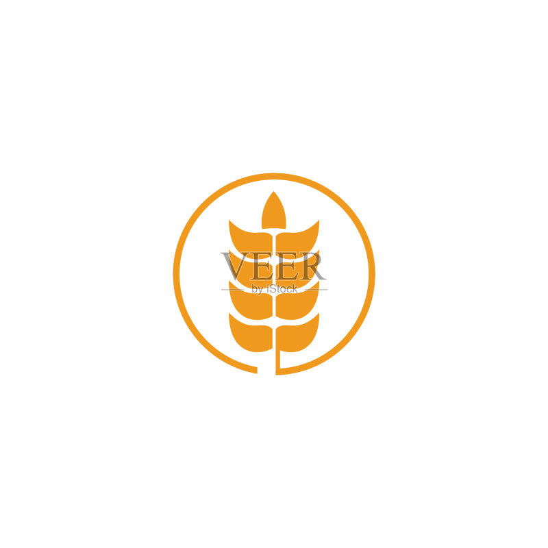 农业小麦叶子图标Logo设计模板图标素材