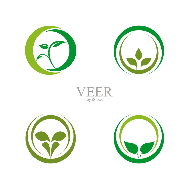 绿色树叶图标 Logo 设计模板图标素材