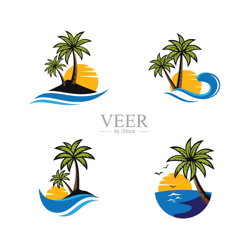 日落海滩logo矢量图标图标素材