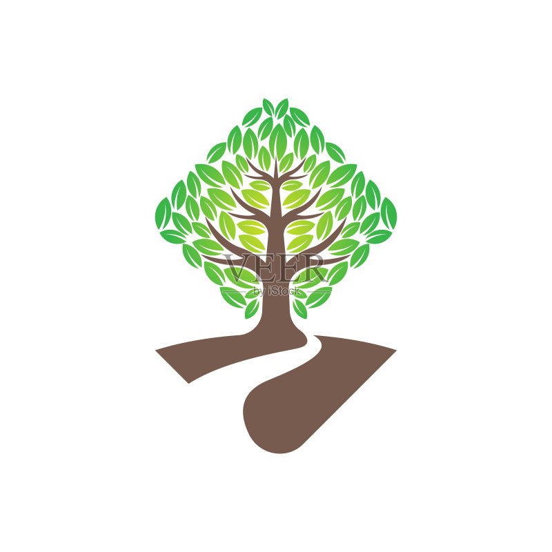 树木Logo设计矢量素材。用于自然、农业和农场业务的创意设计概念中的抽象树木Logo矢量。树木Logo、图标、标志和符号矢量设计素材。图标素材