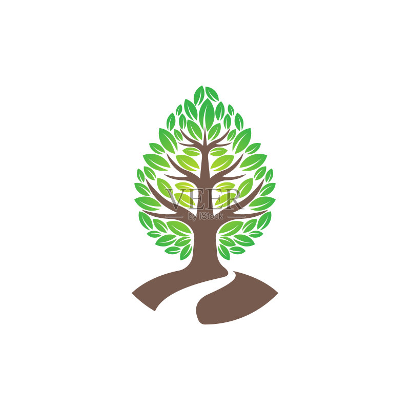 树木Logo设计矢量素材。用于自然、农业和农场业务的创意设计概念中的抽象树木Logo矢量。树木Logo、图标、标志和符号矢量设计素材。图标素材