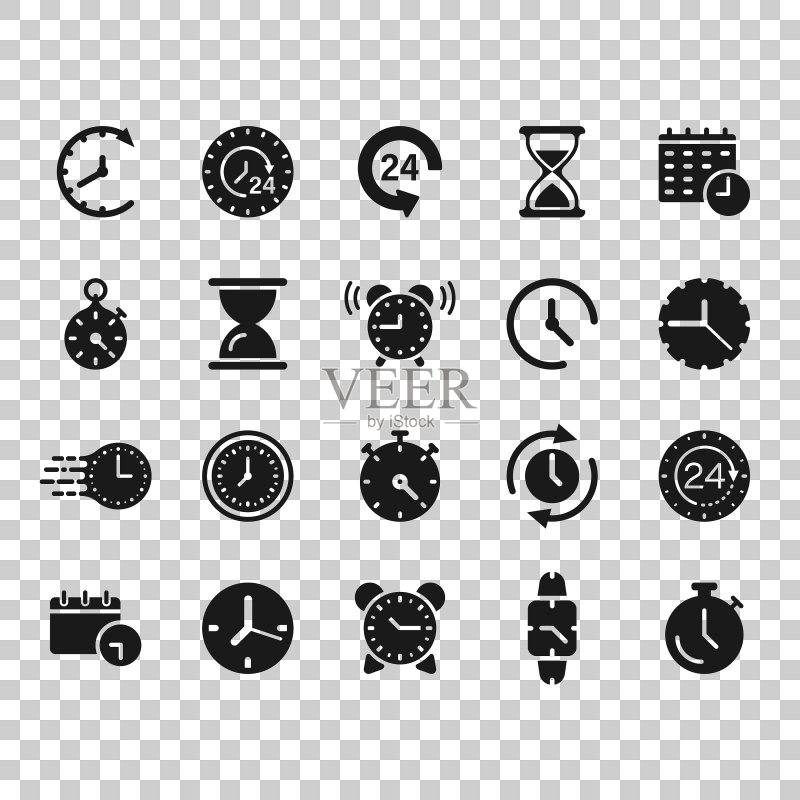 扁平风格时间图标集图标素材