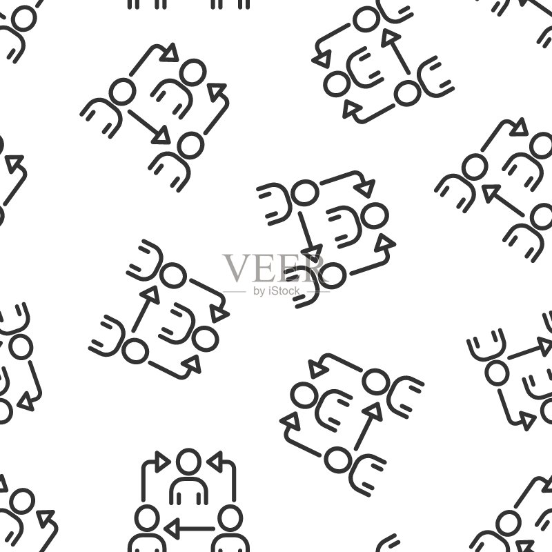 扁平风格的客户推荐图标,白色背景上的商务沟通矢量插图,参考团队合作无缝图案商务概念图标素材