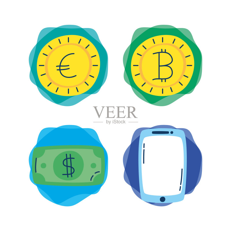 经济和金融图标组合图标素材