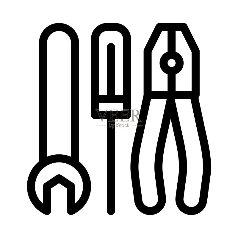 维修工具图标矢量轮廓插图图标素材
