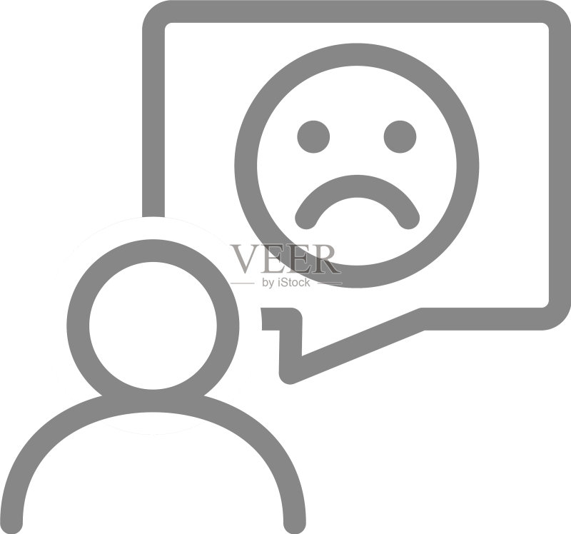 带有悲伤表情的对话气泡线条图标图标素材