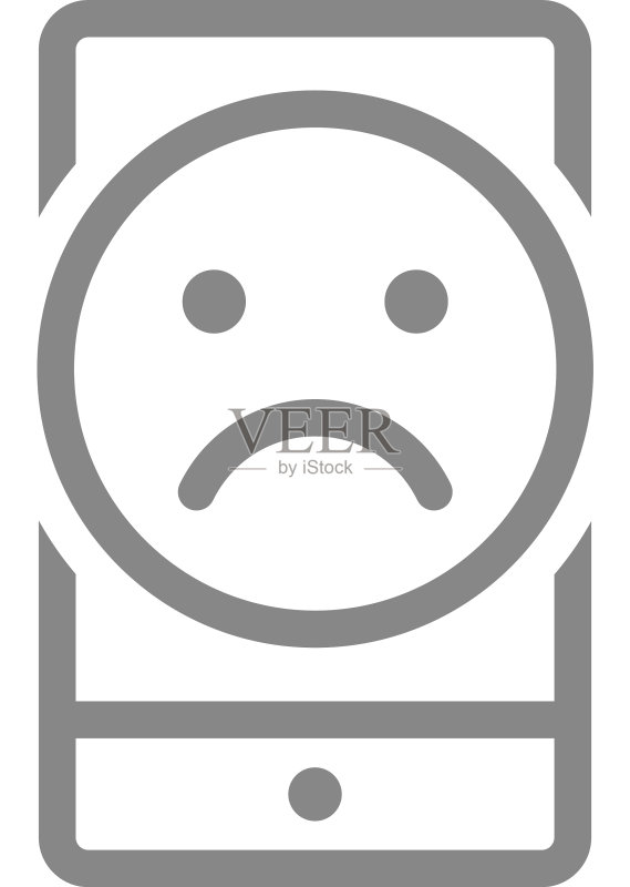 带有悲伤表情线条图标的智能手机客户端图标素材