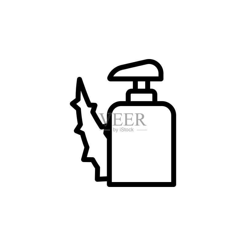 芦荟洗手液图标。用于UI和UX、网站或移动应用的治愈系植物简笔画矢量元素图标素材