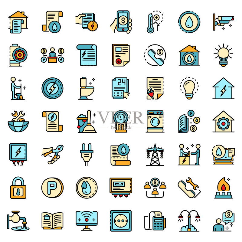 实用工具图标线性彩色矢量图图标素材