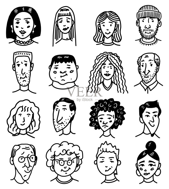 不同面孔人物头像合集图标素材