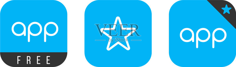 蓝色App图标按钮互联网网站模板图标素材