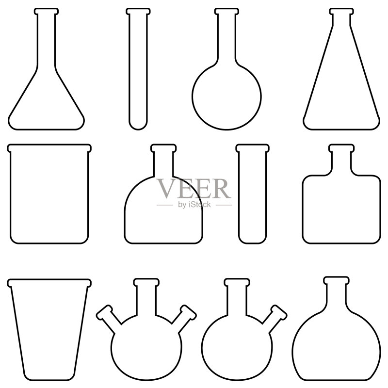 玻璃器皿实验室用品图标集图标素材