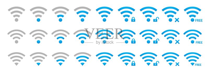 各种形状的WIFI图标集图标素材