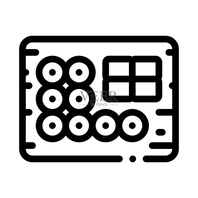 桌上的寿司卷套餐图标矢量轮廓插图图标素材