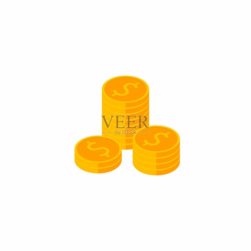 金币堆叠白色背景等距视角图标矢量素材图标素材
