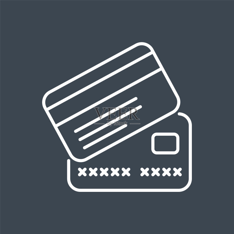 信用卡相关矢量细线图标图标素材