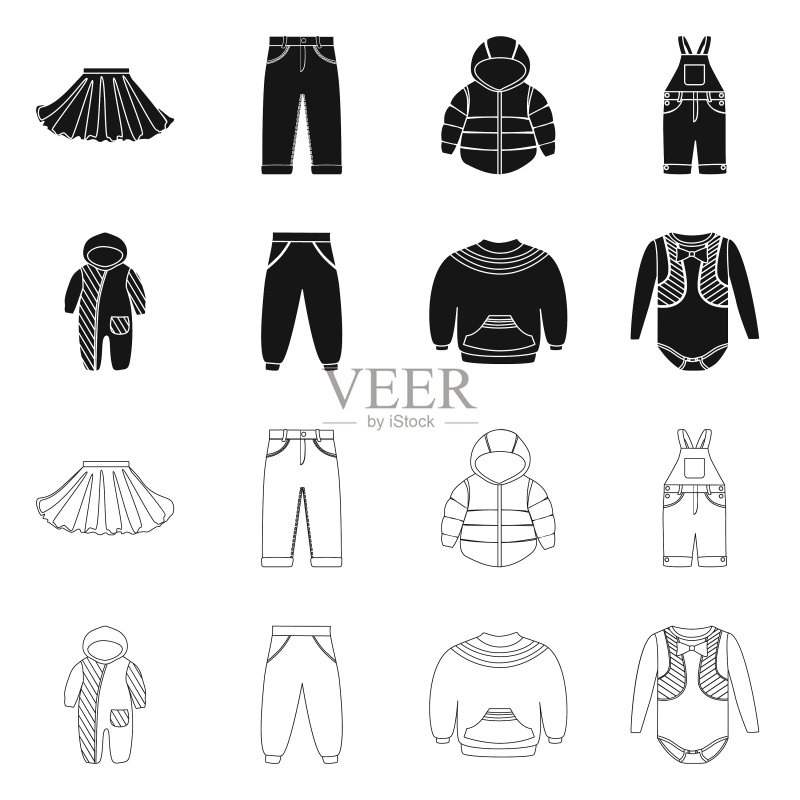 孤立物体时尚与服装图标集图标素材