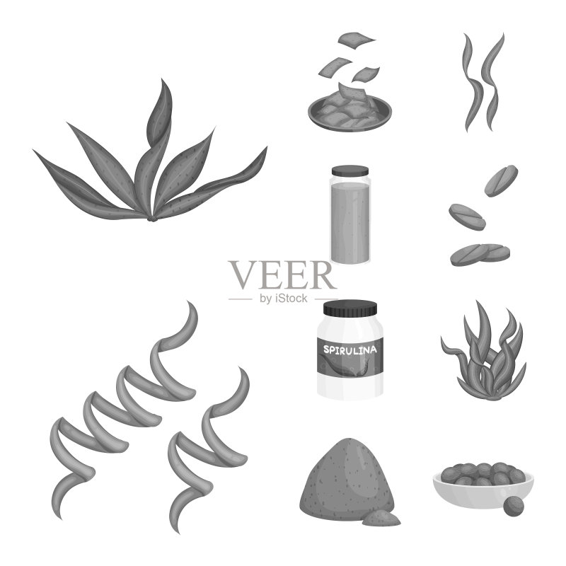 植物和杂草符号集图标素材