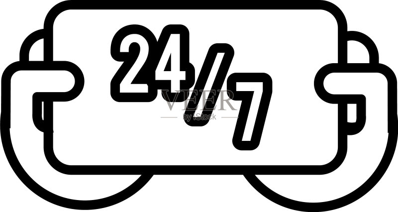 24小时全天候服务商业线性图标图标素材