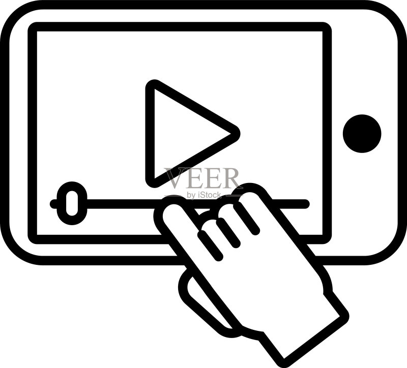 带有媒体播放器线性图标的智能手机图标素材