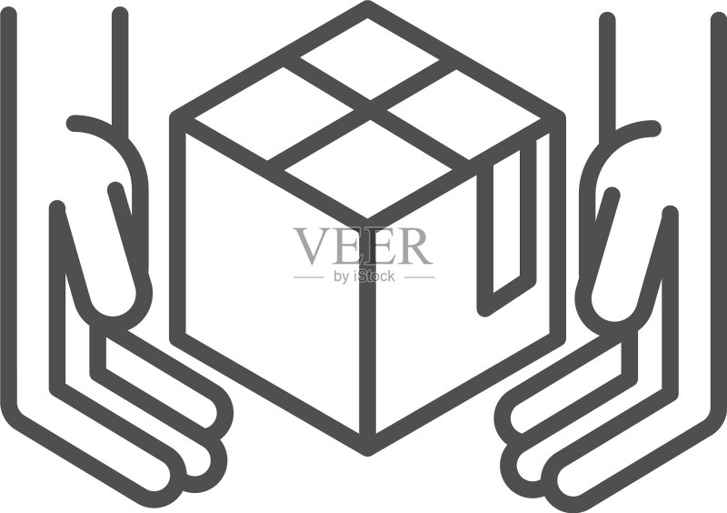 手持纸板箱货物相关配送图标素材