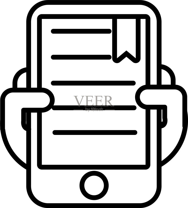 带有教科书线条风格图标的智能手机图标素材
