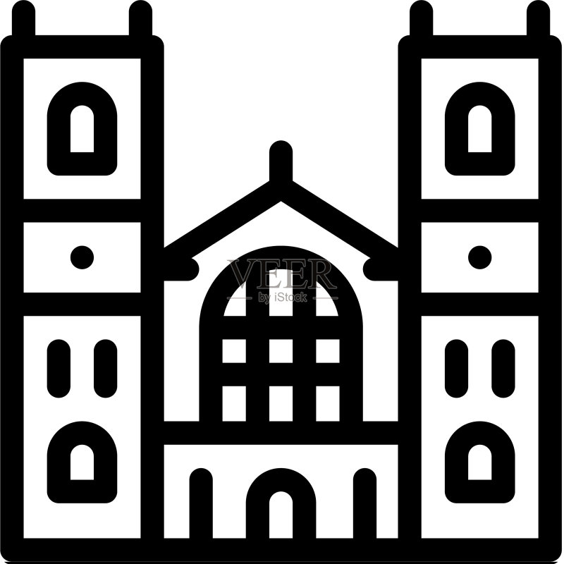 城堡立面轮廓图标图标素材
