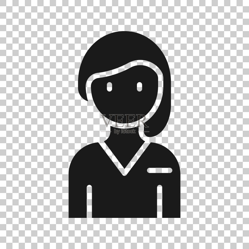 扁平风格的白色背景女人脸图标图标素材
