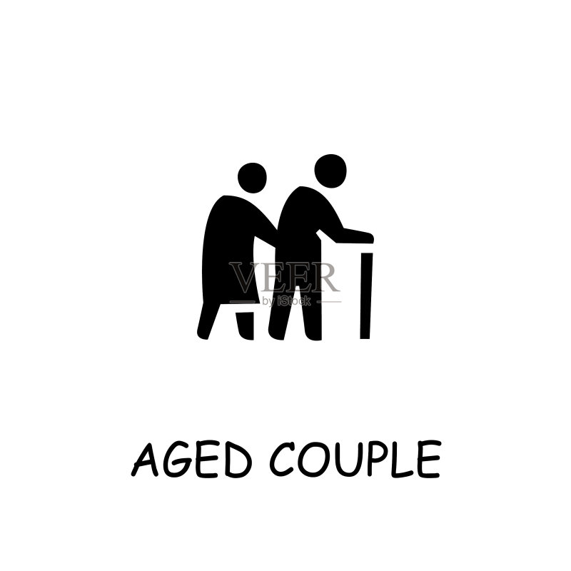 老年夫妇扁平图标图标素材