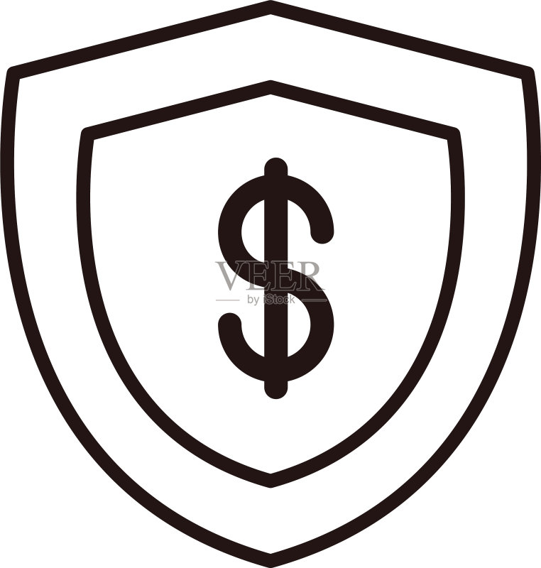 盾牌保护资金购物或移动支付图标素材