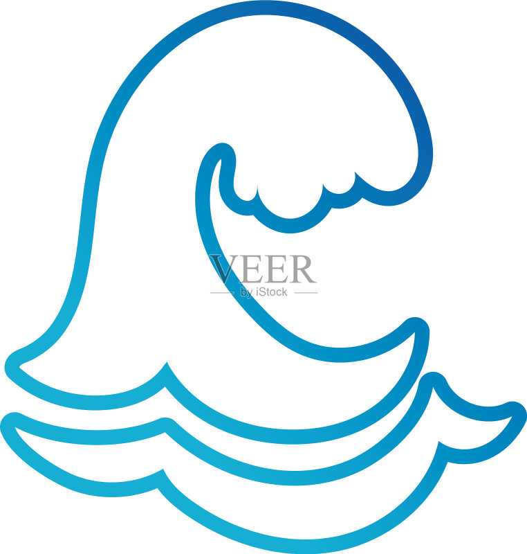 海洋水波渐变风格线条图标图标素材