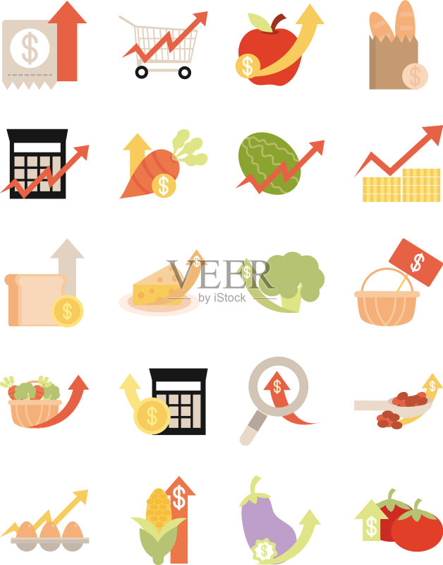 食品价格上涨市场商务图标扁平化设计图标素材