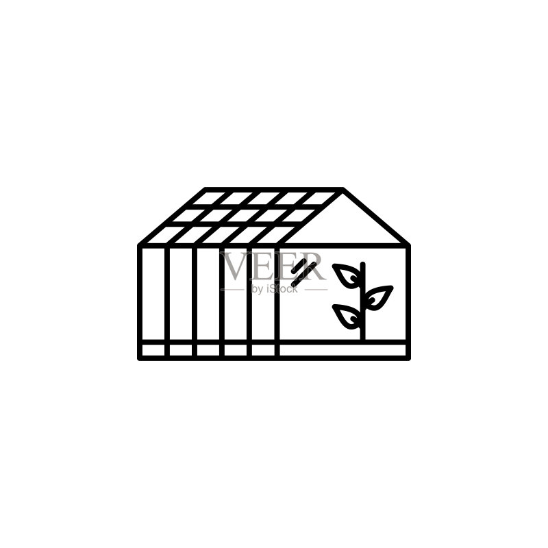 温室图标:未来商业细线元素图标素材