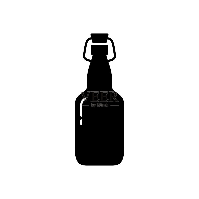 翻盖啤酒瓶剪影图标图标素材