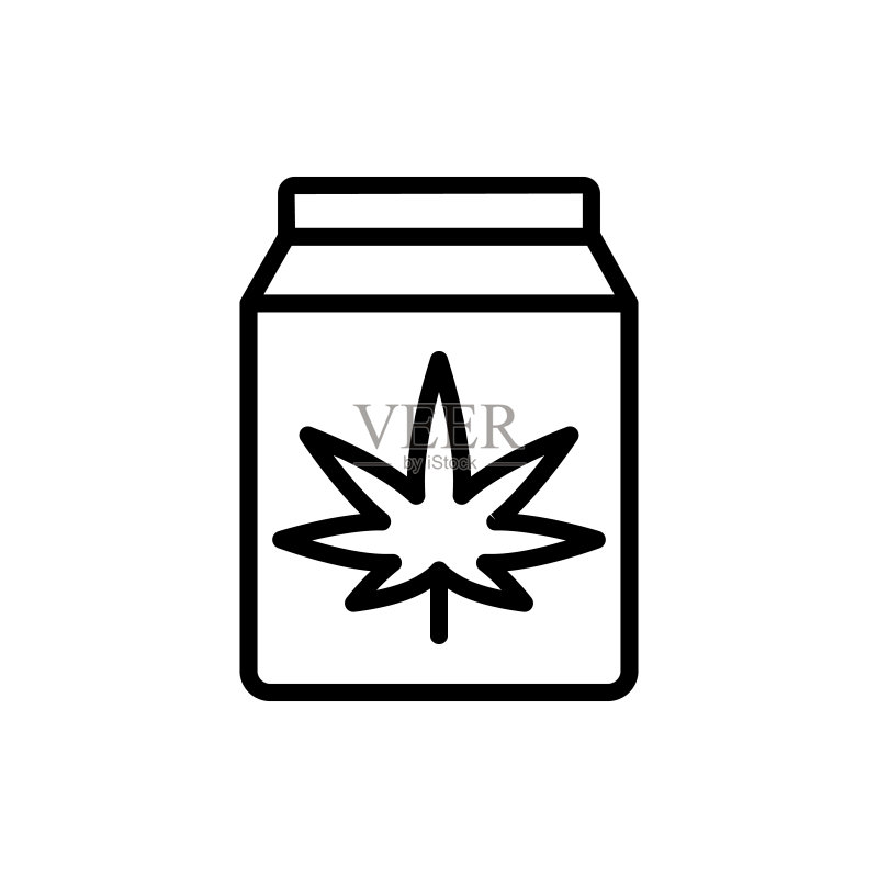 大麻包装图标:草药UI和UX细线轮廓元素图标素材