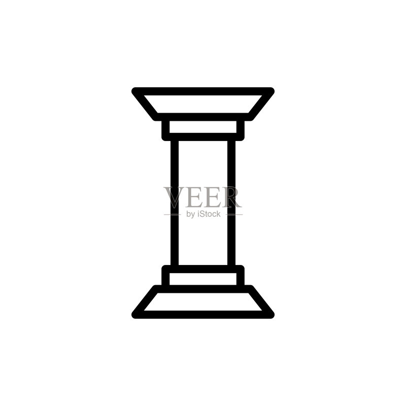 柱子建筑图标:用于UI和UX的建筑元素线性矢量图图标素材