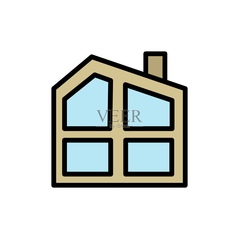 建筑房屋图标:用于UI和UX、网站或移动应用的带轮廓矢量元素图标素材