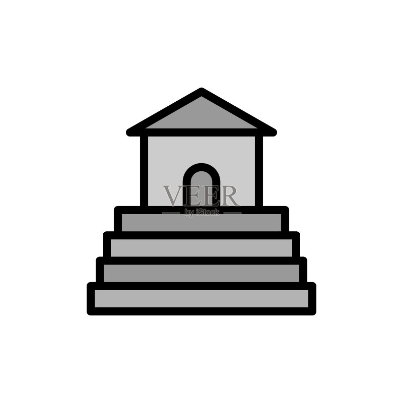 建筑图标。用于UI和UX、网站或移动应用程序的带有轮廓矢量元素的简约彩色建筑图标图标素材