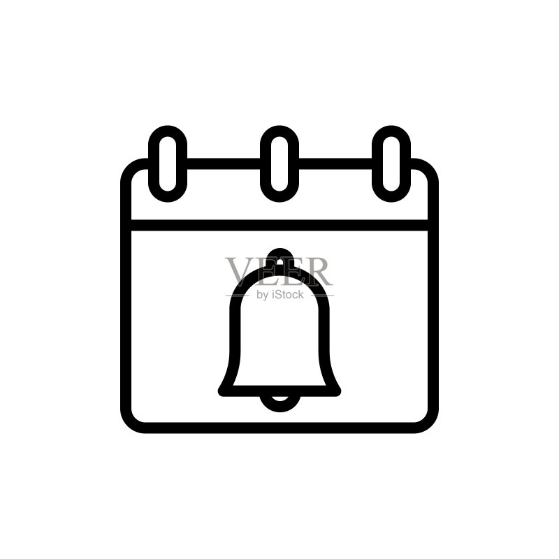 日历响铃图标:UI/UX网站或移动应用简易线性轮廓矢量元素图标素材