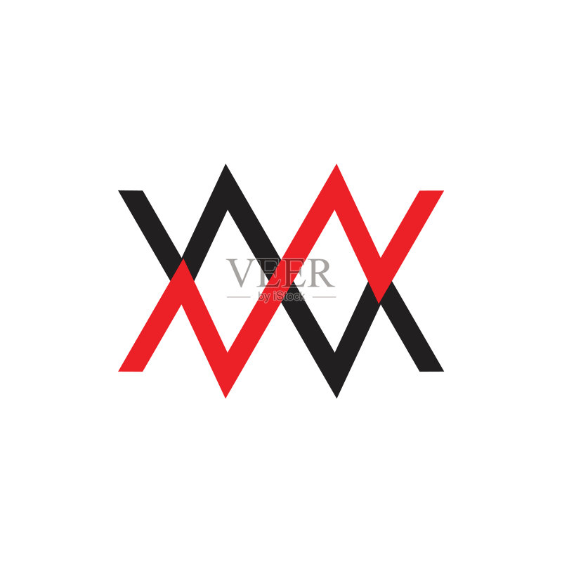 抽象字母MW简约连接线条彩色标志图标素材
