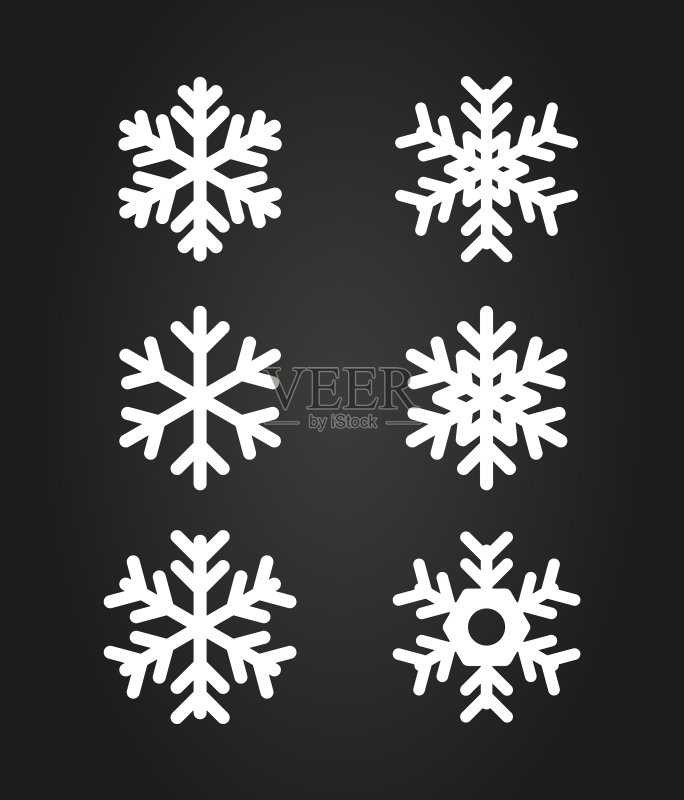 各种白色雪花套装图标素材