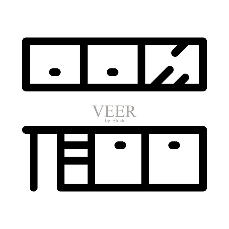厨房家具图标矢量轮廓插图图标素材