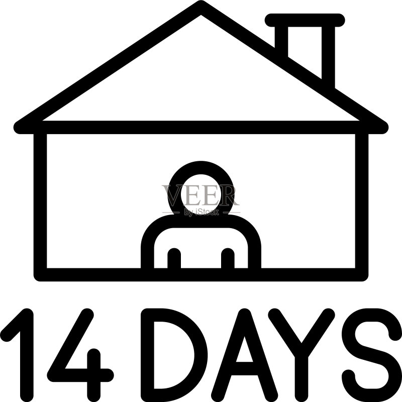 14天隔离期线条风格图标图标素材