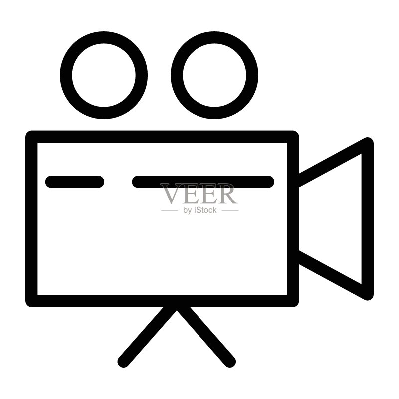 摄像机图标图示。完美的移动和Web应用程序UI设计的视频录制标志。图标素材