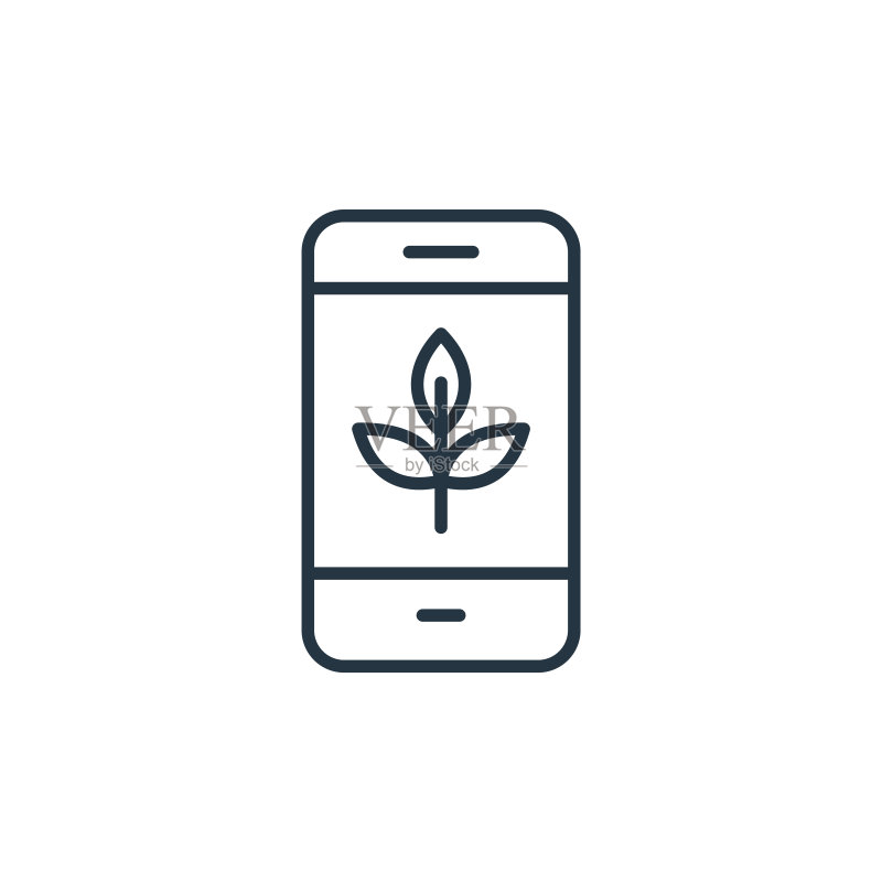 白色背景上的手机矢量图标(网站和App设计用细线轮廓)图标素材