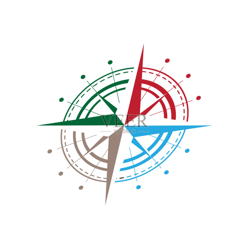 彩色创意扁平风指南针logo设计图标素材