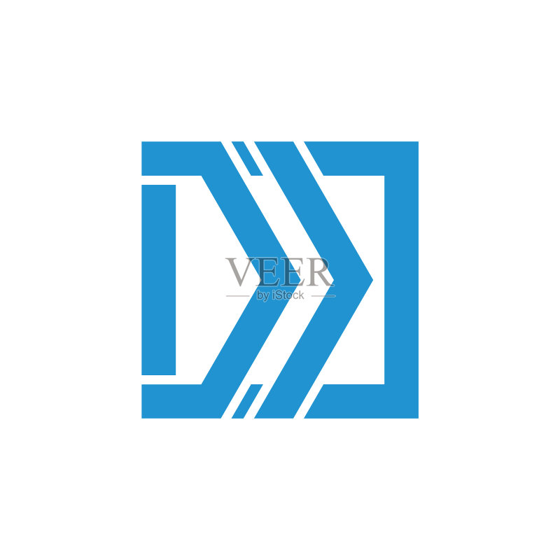 抽象右箭头方形几何logo图标素材